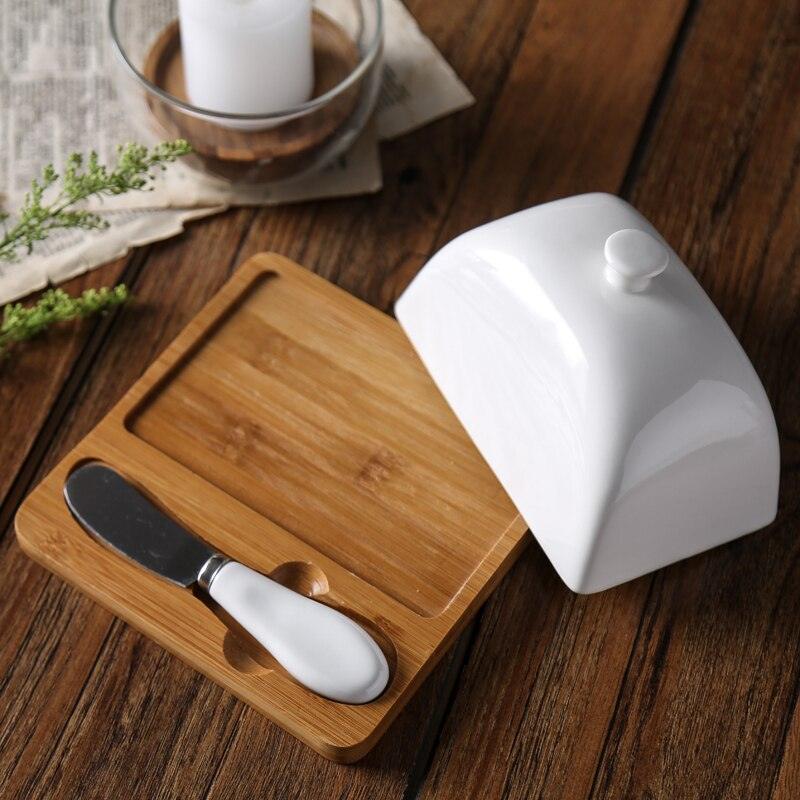 Simple Rectangle Ceramic Butter Dish With Lid Set - Nioor