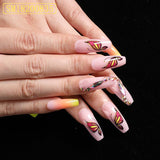 Simple Yellow Gradient Fake Nails Yellow Ballet Shoes Shape Manicure Nail Nail Piece Box - Nioor