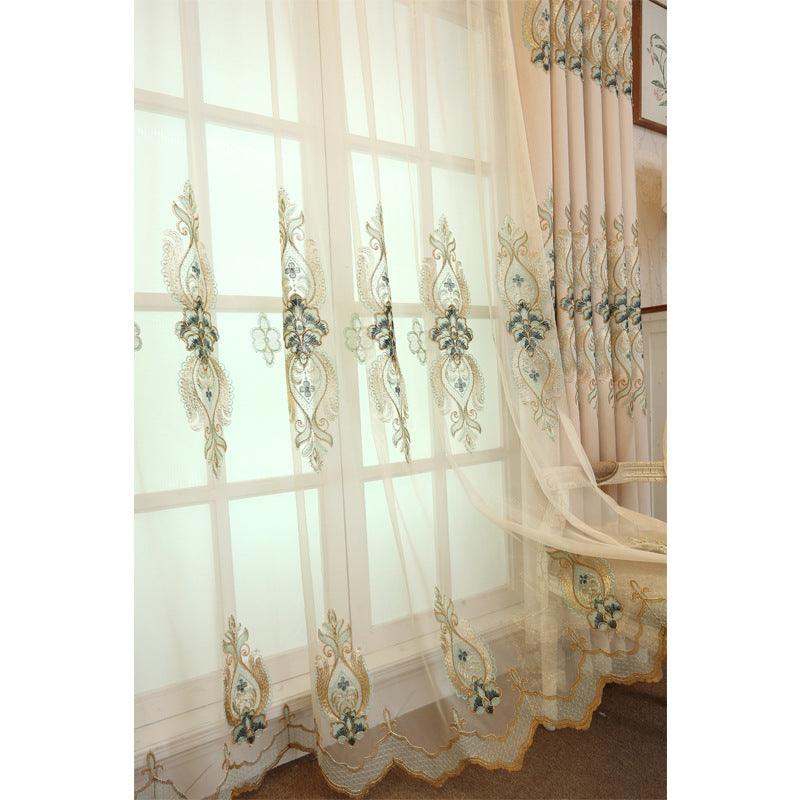 Slub cotton embroidery curtain fabric - Nioor