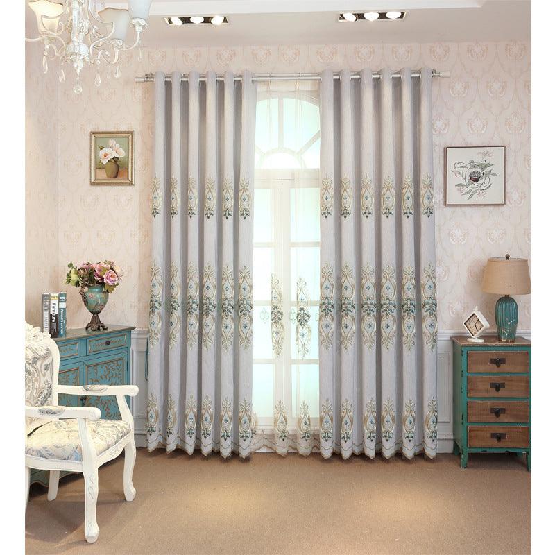 Slub cotton embroidery curtain fabric - Nioor