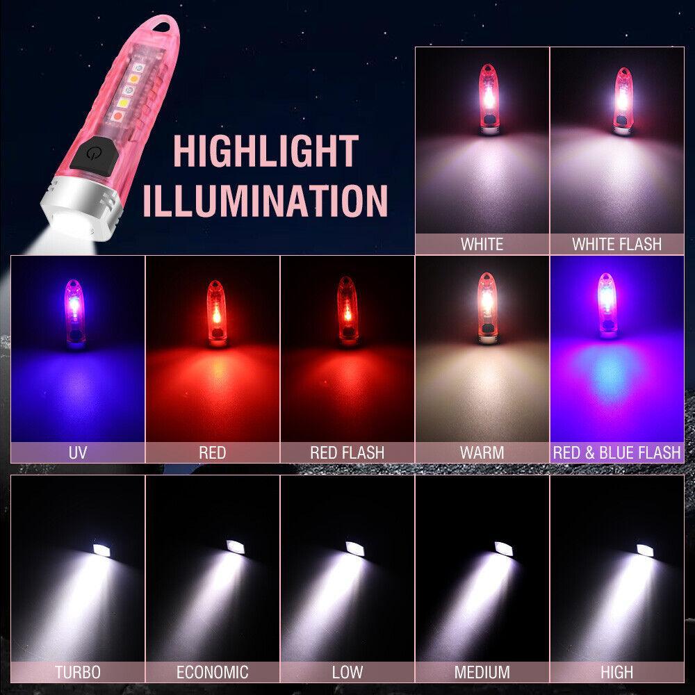 Small Mini Pocket LED Flashlight Torch Keychain Light Rechargeable Lamp BORUiT - Nioor