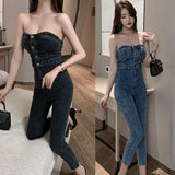 Small Sexy High-Waisted Slim Slim Trousers With Off-The-Shoulder Back - Nioor