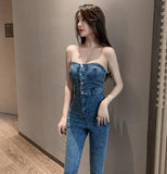 Small Sexy High-Waisted Slim Slim Trousers With Off-The-Shoulder Back - Nioor