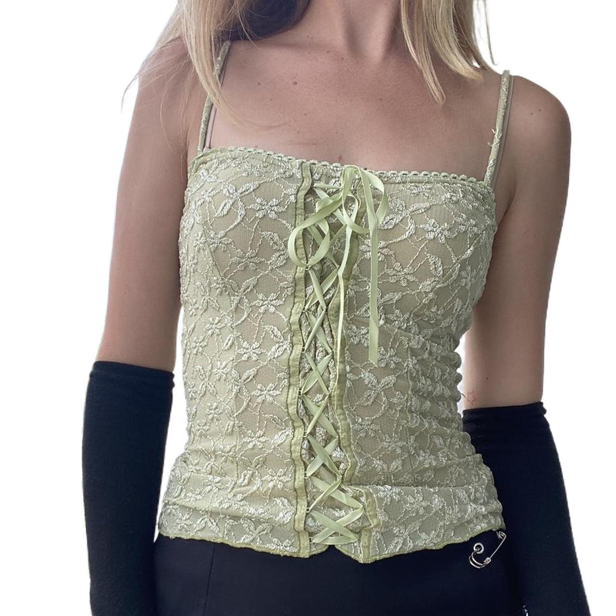 Small Sling Lace Stitching Tied Top - Nioor