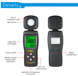 SMART SENSOR AS803 Mini Digital Lux Meter LCD Display Illuminometer UV Radiometers Photometer Luxmeter Light Meter 0-200000 Lux - Nioor