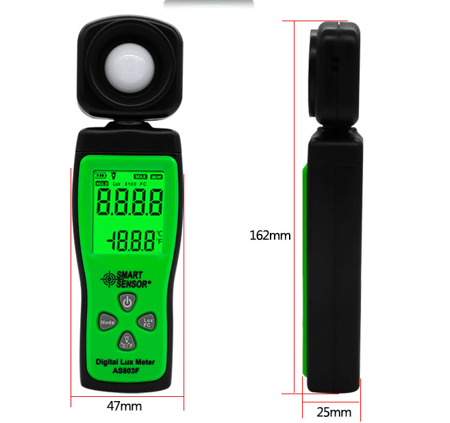 SMART SENSOR AS803 Mini Digital Lux Meter LCD Display Illuminometer UV Radiometers Photometer Luxmeter Light Meter 0-200000 Lux - Nioor