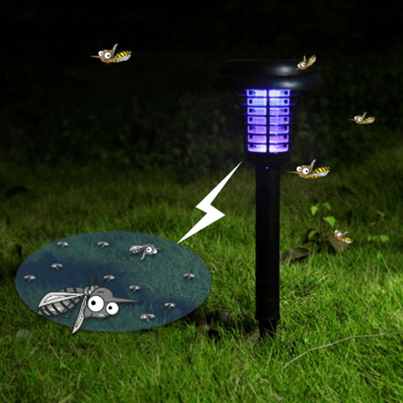 Solar Led Rechargeable Anti-Mosquito Lamp Electronic Fly Bug Zapper Insect Pest Uv Trap Outdoor Garden Lawn Lamp - Nioor