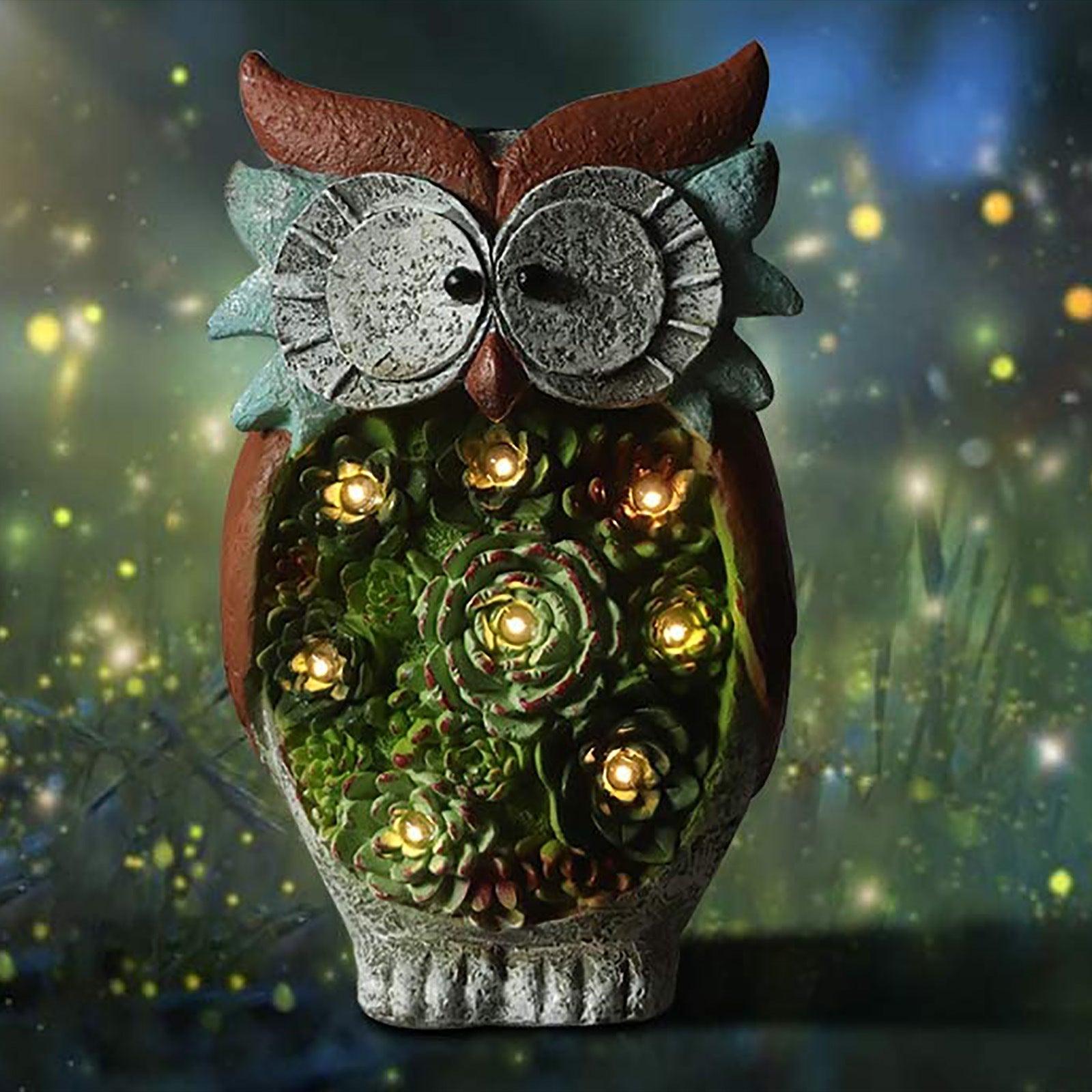 Solar Owl Led Light Outdoor Decorative Light Courtyard Decoration Resin Crafts Courtyard Lawn Night View Gift Lighting Decoration - Nioor