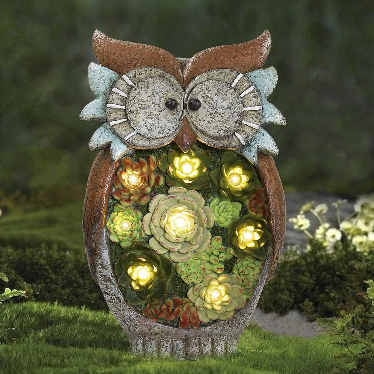 Solar Owl Led Light Outdoor Decorative Light Courtyard Decoration Resin Crafts Courtyard Lawn Night View Gift Lighting Decoration - Nioor