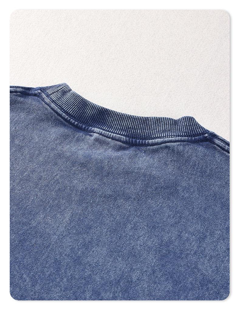 Solid Blank Ribbed Sleeve T Shirt - Nioor