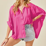 Solid Color Half Sleeve Shirt For Women - Nioor