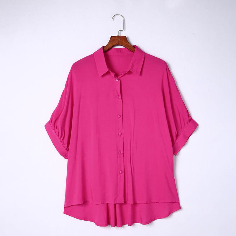 Solid Color Half Sleeve Shirt For Women - Nioor