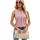 Solid Color Hole V-neck Slim Vest For Women - Nioor