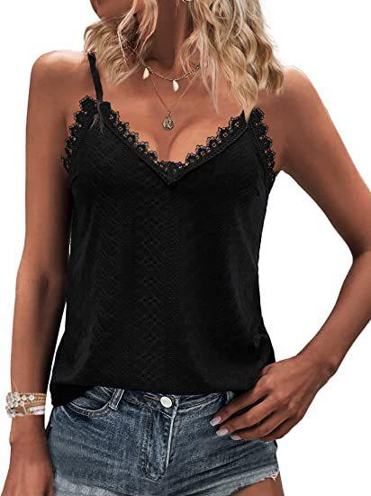 Solid Color Hollow Lace Strappy T-shirt - Nioor