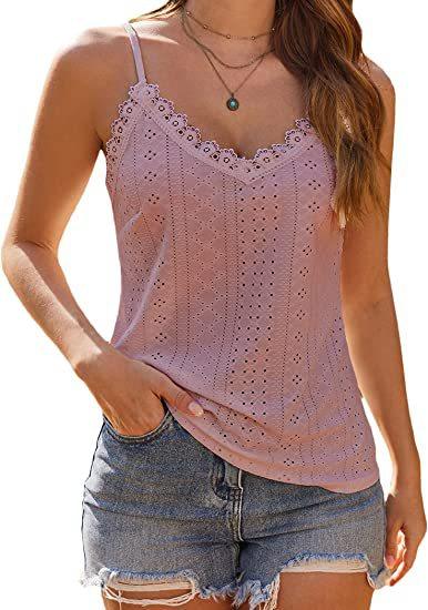 Solid Color Hollow Lace Strappy T-shirt - Nioor