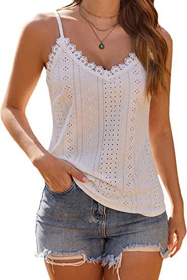 Solid Color Hollow Lace Strappy T-shirt - Nioor