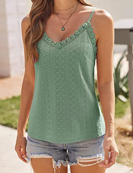 Solid Color Hollow Lace Strappy T-shirt - Nioor