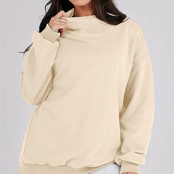 Solid Color Long Sleeve Pullover Top Ladies - Nioor