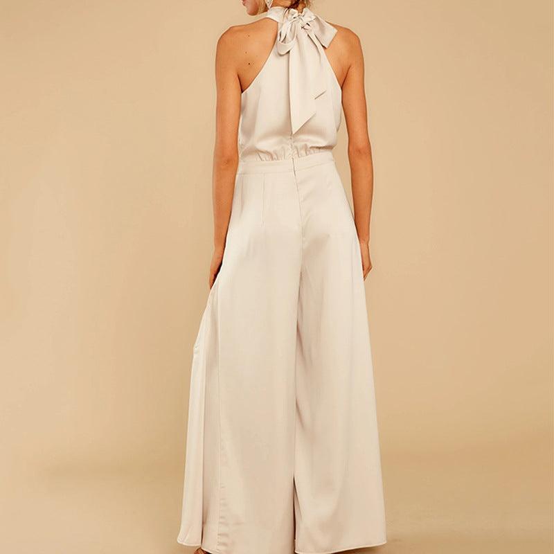 Solid Color Off-shoulder Jumpsuit - Nioor