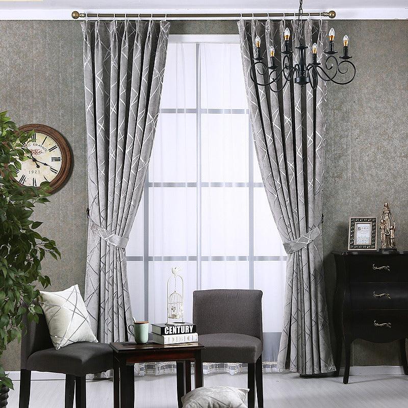 Solid Color Simple Modern Light Luxury Living Room Chenille Blackout Curtains - Nioor