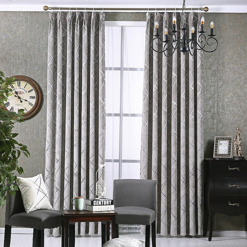 Solid Color Simple Modern Light Luxury Living Room Chenille Blackout Curtains - Nioor