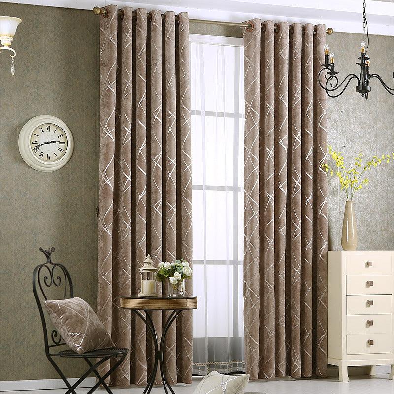 Solid Color Simple Modern Light Luxury Living Room Chenille Blackout Curtains - Nioor