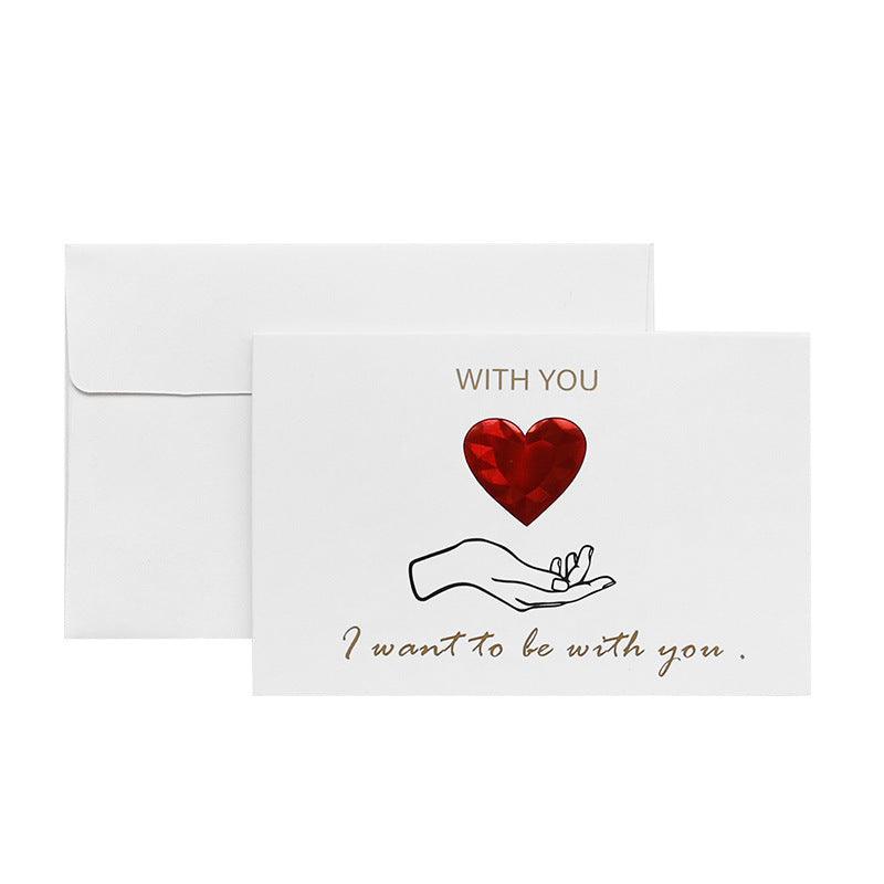 Solid Red Heart Greeting Card with Envelopes Romantic Letter I Love You Forever - Nioor