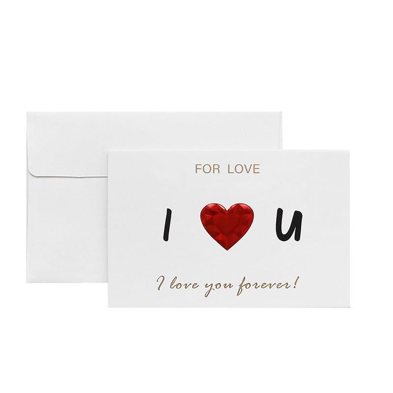 Solid Red Heart Greeting Card with Envelopes Romantic Letter I Love You Forever - Nioor