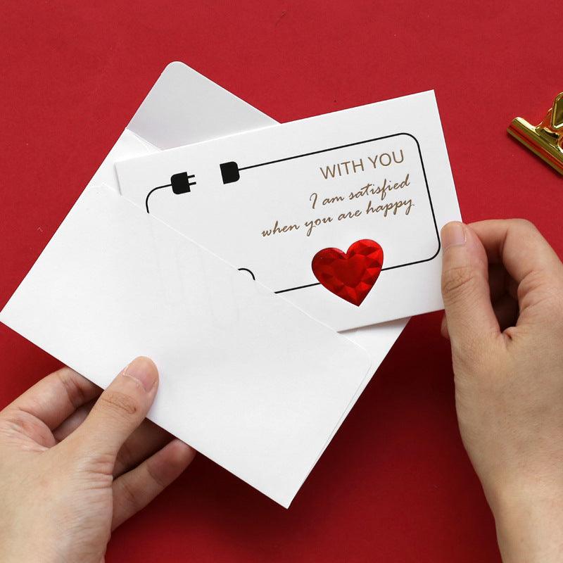 Solid Red Heart Greeting Card with Envelopes Romantic Letter I Love You Forever - Nioor