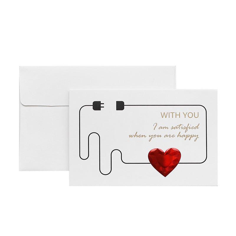 Solid Red Heart Greeting Card with Envelopes Romantic Letter I Love You Forever - Nioor