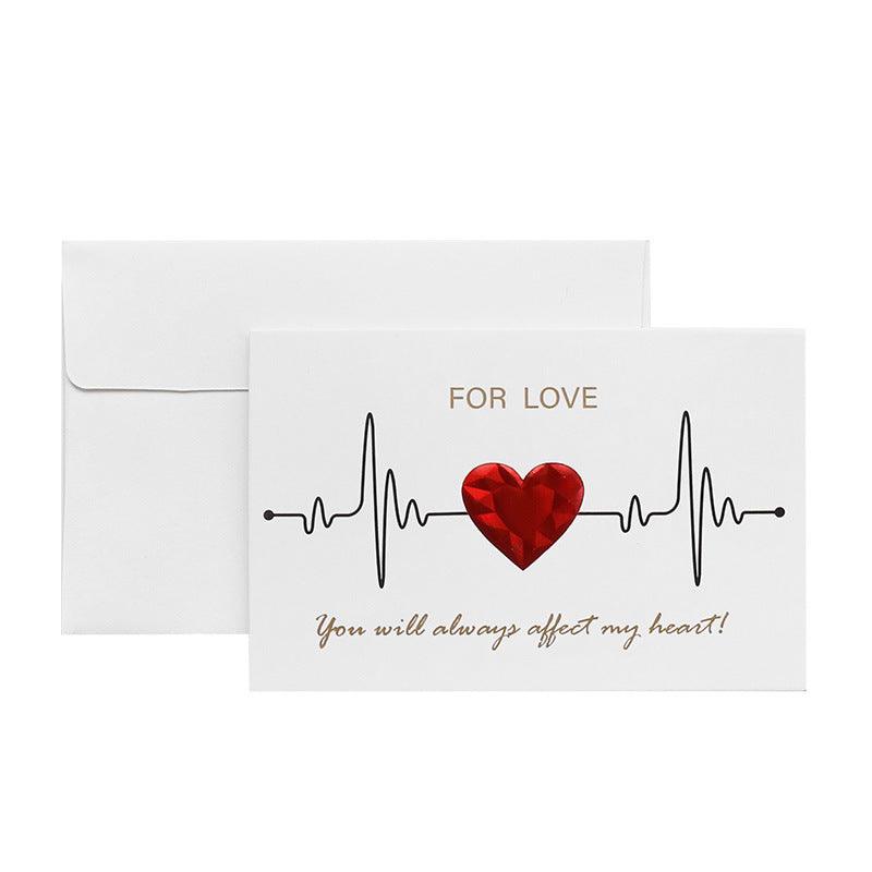 Solid Red Heart Greeting Card with Envelopes Romantic Letter I Love You Forever - Nioor