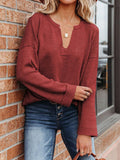 Solid V-neck Knitted European And American Curly Sweater Women - Nioor