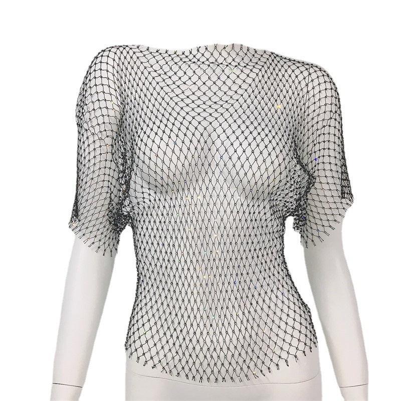 Spicy Vest Fishnet Short Sleeve Top - Nioor