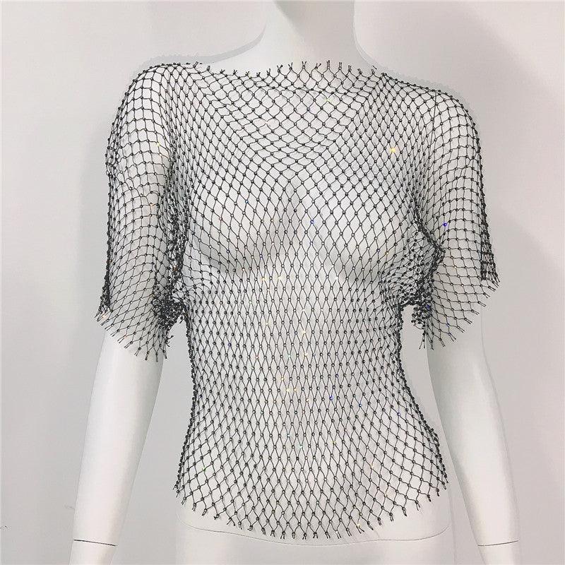 Spicy Vest Fishnet Short Sleeve Top - Nioor