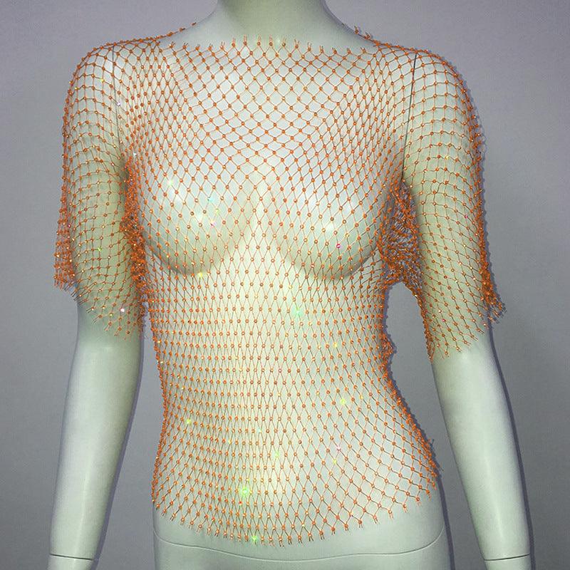 Spicy Vest Fishnet Short Sleeve Top - Nioor