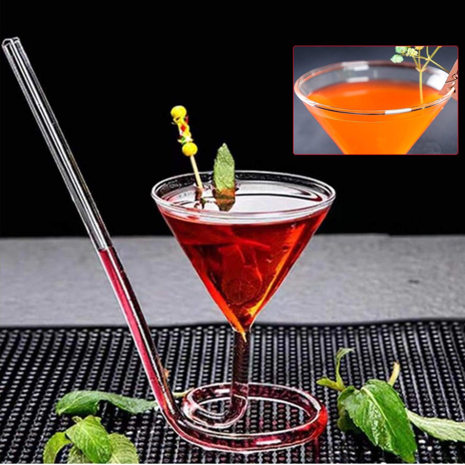 Spiral Cocktail Glass Revolving Martini Creative Long Tail Cocktail Straw Wine Glass For Bar Party Supply Barware - Nioor