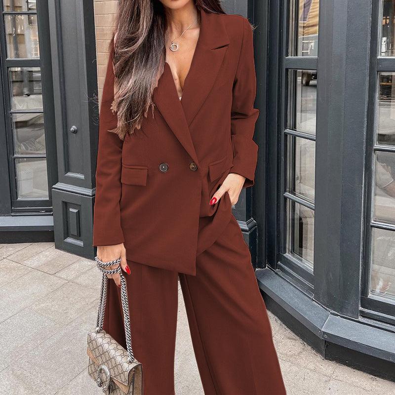 Spot Cross-border Fashion Long Sleeve Casual Loose Suit Trousers Two-piece Set - Nioor