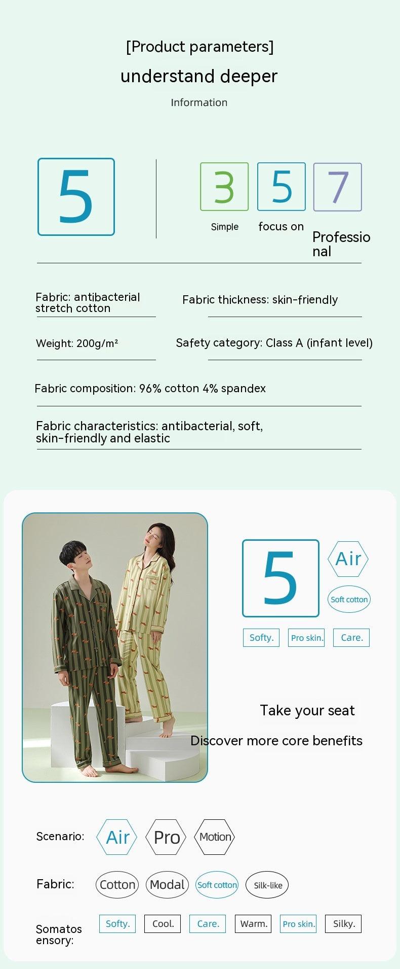 Spring And Autumn New Couple Pajamas Cotton Long-sleeved Cardigan - Nioor