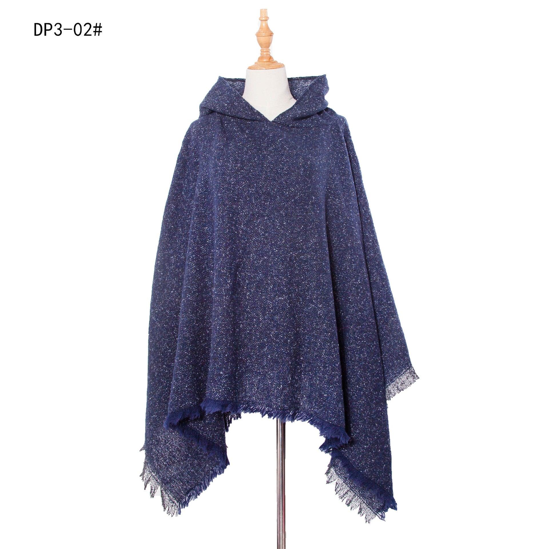 Spring Autumn And Winter Plaid Ribbon Cap Cape And Shawl - Nioor