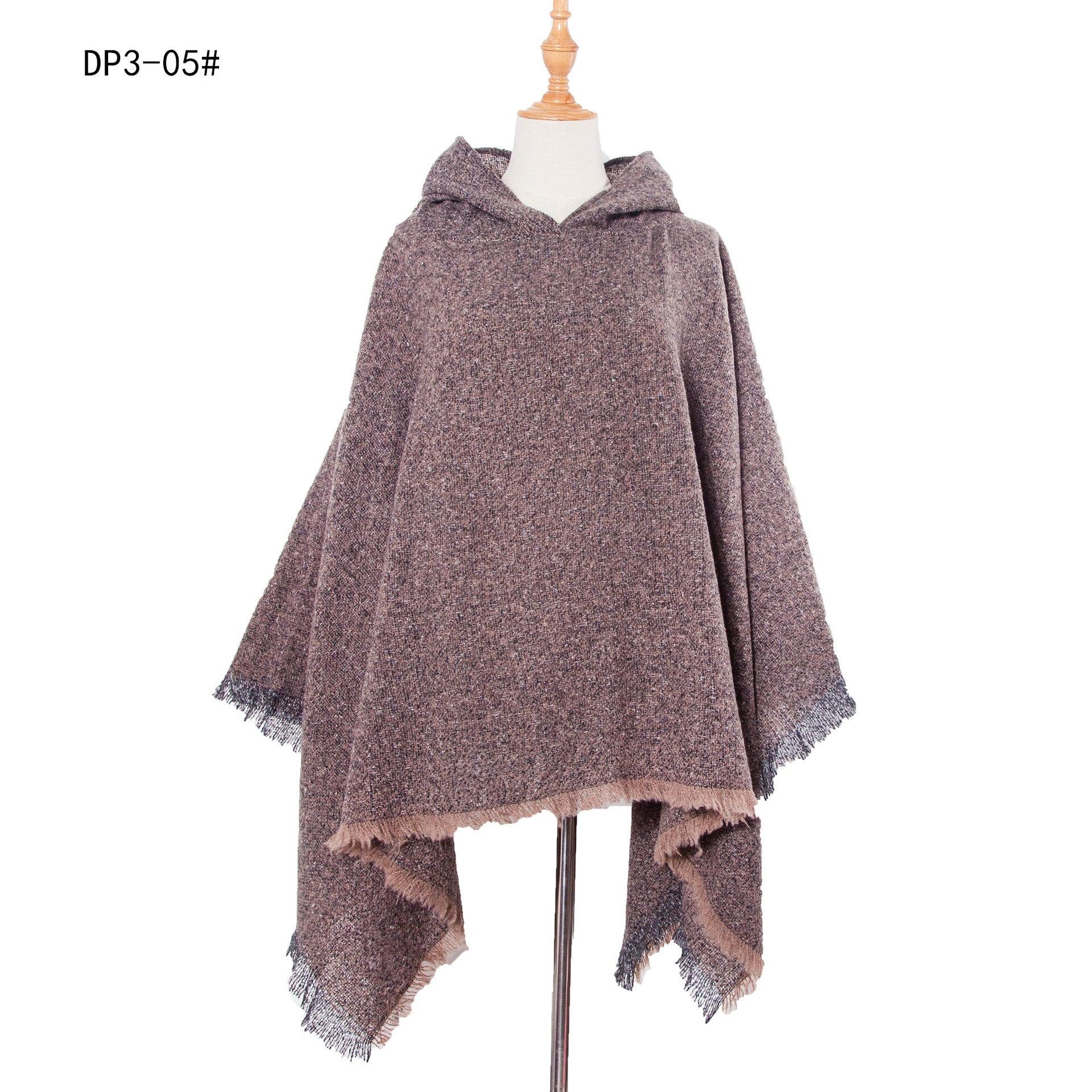 Spring Autumn And Winter Plaid Ribbon Cap Cape And Shawl - Nioor