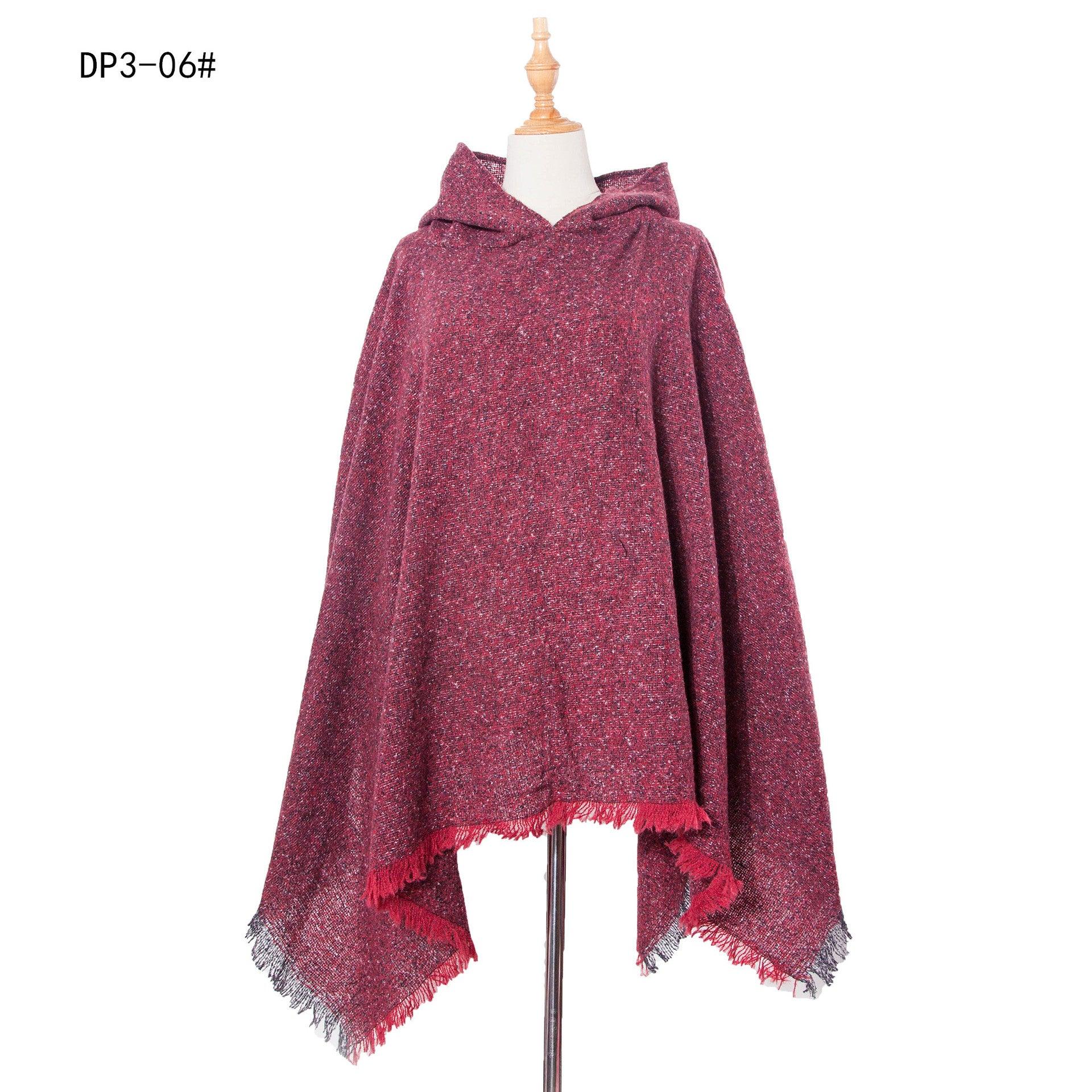 Spring Autumn And Winter Plaid Ribbon Cap Cape And Shawl - Nioor