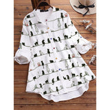 Spring New Cartoon Printed T-shirt Color Button Shirt - Nioor