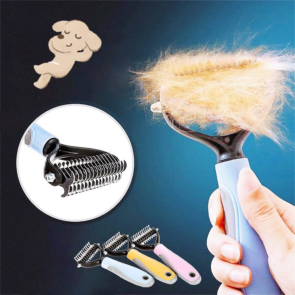 Stainless Double-sided Pet Brush Hair Removal Comb Grooming Dematting Dog Grooming Shedding Tools - Nioor