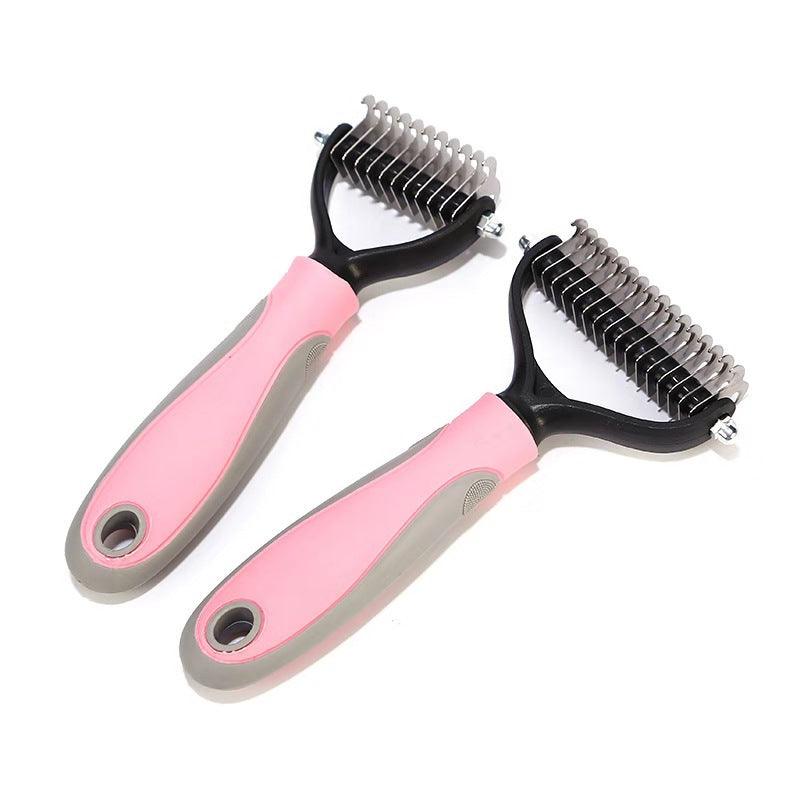 Stainless Double-sided Pet Brush Hair Removal Comb Grooming Dematting Dog Grooming Shedding Tools - Nioor