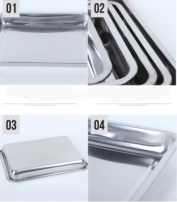 Stainless Steel Storage Trays Square Plate Thickening Pans Rectangular Tray Barbecue Deep Rice Dishes Bbq Kitchen Accessories - Nioor