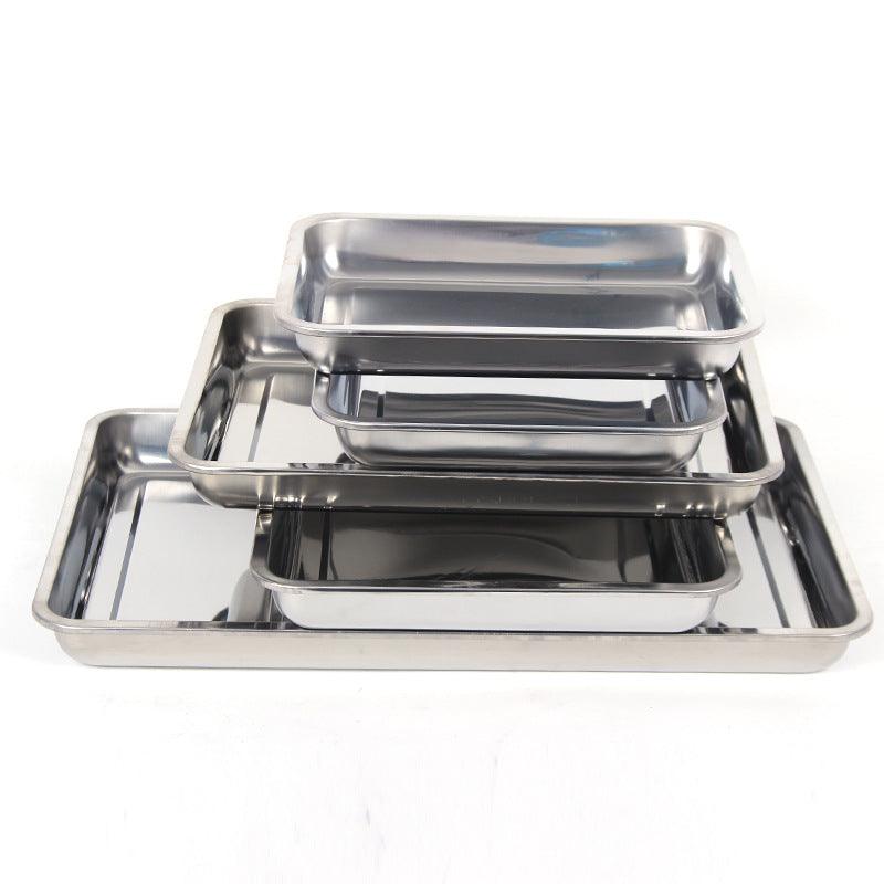 Stainless Steel Storage Trays Square Plate Thickening Pans Rectangular Tray Barbecue Deep Rice Dishes Bbq Kitchen Accessories - Nioor