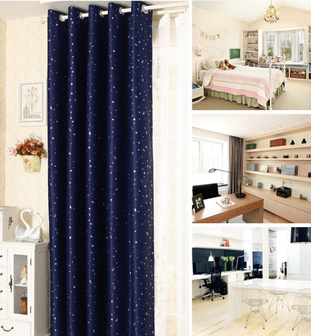 Star print perforated finished curtain - Nioor