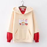 Strawberry Printed Fleece Padded Sweater For Girls - Nioor