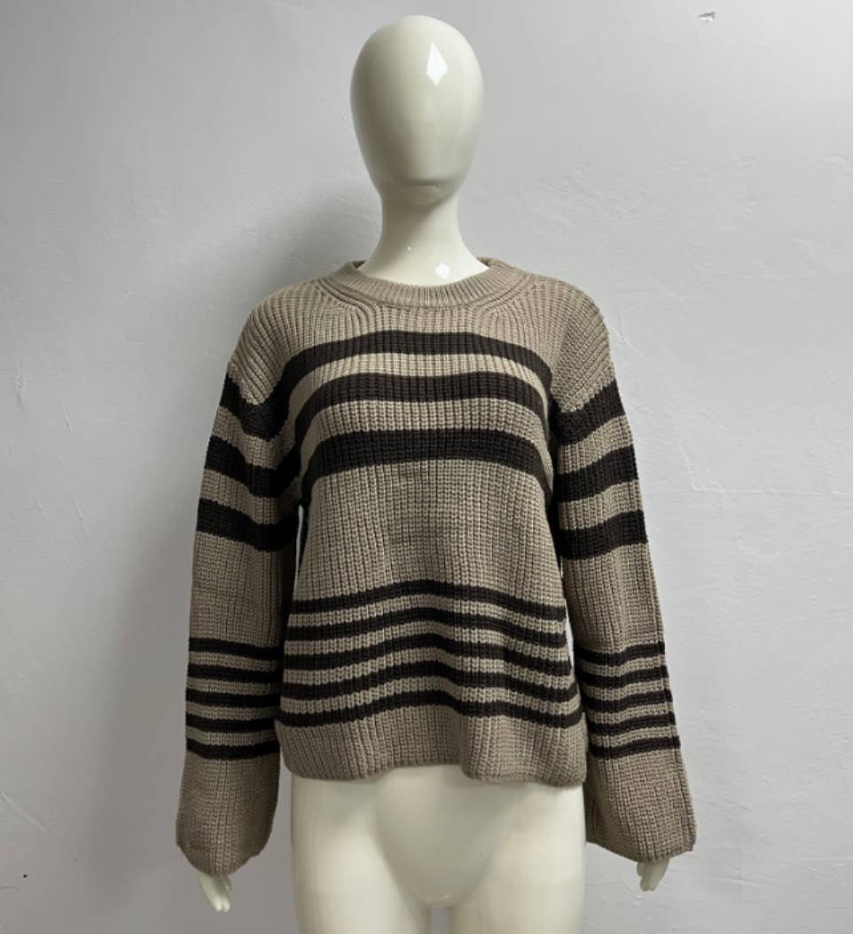 Striped Contrast Color Knitwear Casual All-matching Tops - Nioor