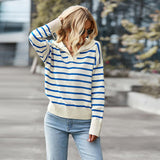 Striped Sweater Soft Comfortable Thermal Top Casual - Nioor